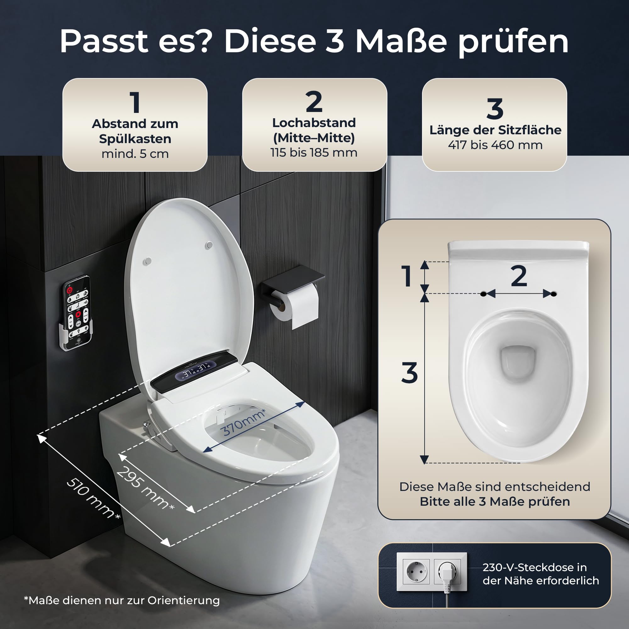 Dusch WC Aufsatz, Japanische Toilette, Bidet Toilettensitz, Bidet Toilet Seat, WC mit Duschfunktion, Beheizbarer Toilettensitz, mit Warmem Wasser und Trocknung
