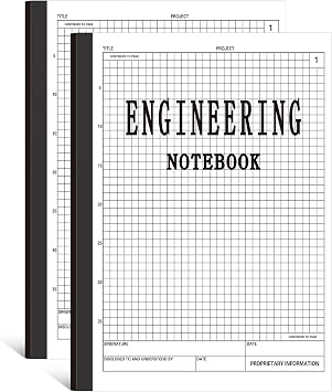 Motiskyy Engineering Notebook 120p Grid Format 8.5" x 11", White, 2 Pcs