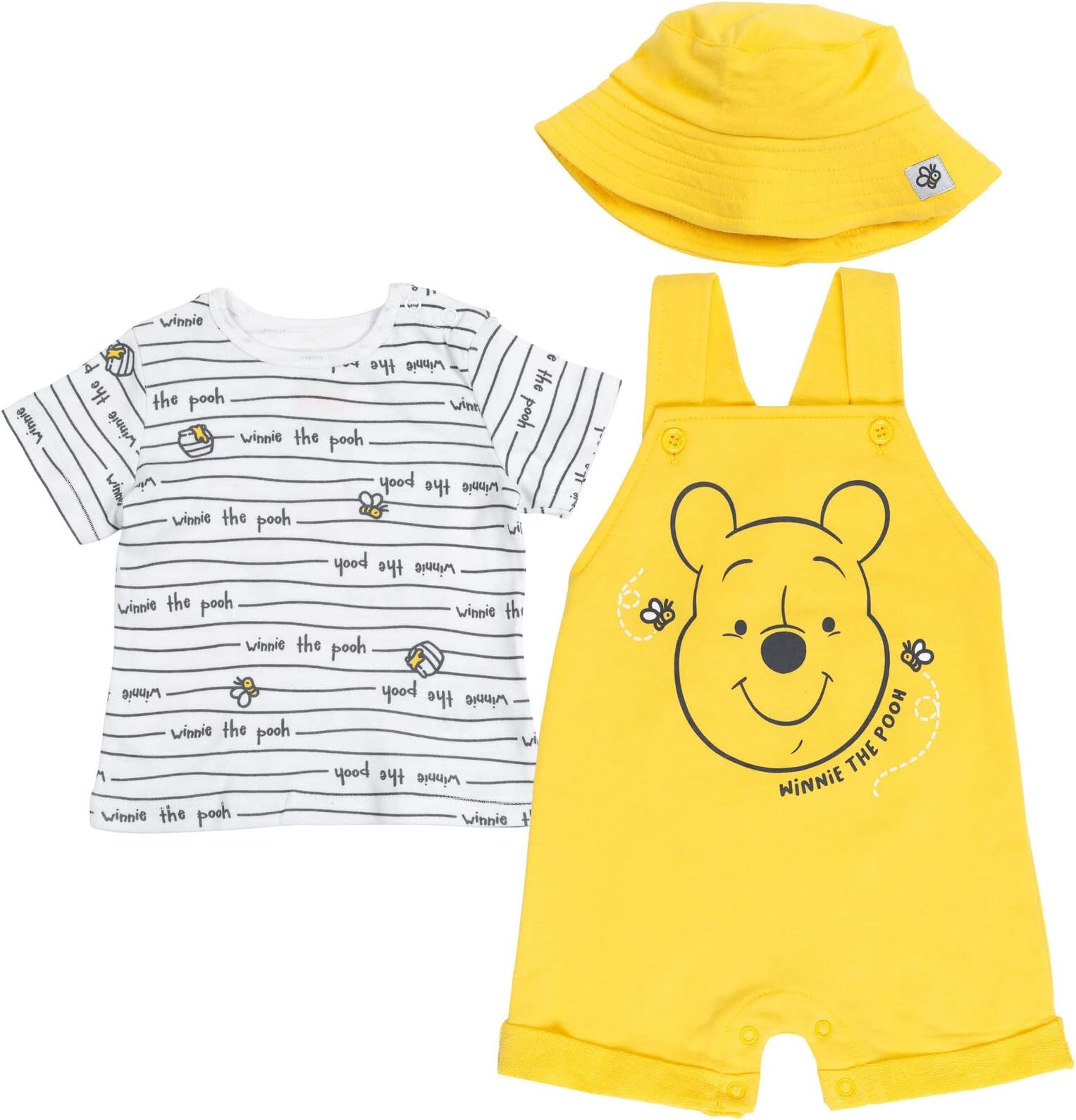 Disney Winnie the Pooh Baby Boys 3 Piece Outfit Set: Overalls T-Shirt Hat 18 Months