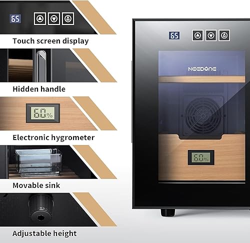 Miniatura 7 de NEEDONE Humidor eléctrico de 16 litros con sistema de control silencioso de calefacción y refrigeración, gabinete termostático para 100 unidades con