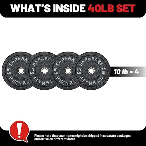 Miniatura 53 de Papababe Placas de peso, juego de placas de pesas de 2 pulgadas, placas de peso de goma protectoras para el suelo, placas de parachoques de 10 a 600