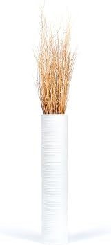Leewadee Large White Home Decor Floor Vase - Wooden 26 inch Tall Farmhouse Decor Flower Holder for Fake Plant and Pampas Grass