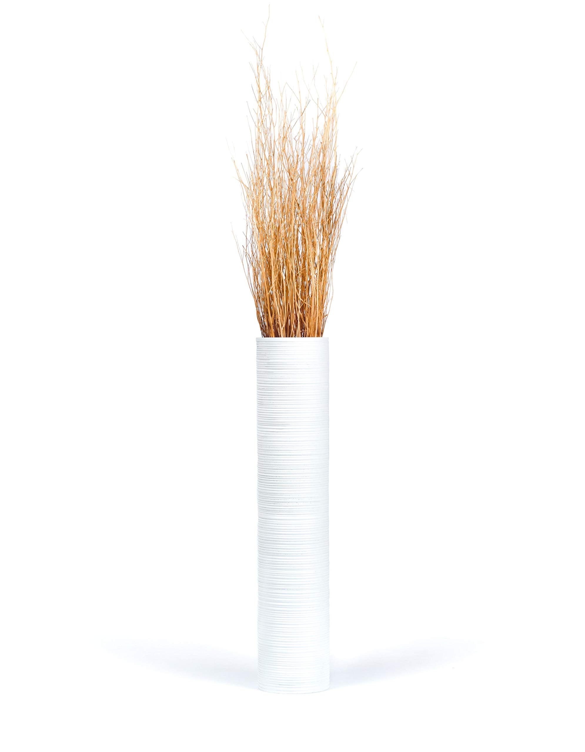 Leewadee Jarrón Grande De Suelo - Jarrón Alto De Madera De Mango para Ramas Decorativas, 65 cm, Blanco