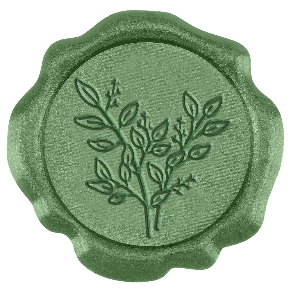 CHGCRAFT 50 Pezzi Adesivi Sigillo di Cera Foglie Di Eucalipto Adesivi Busta Invito di Nozze per Invito di Festa, Verde Oliva, 1.18 pollice