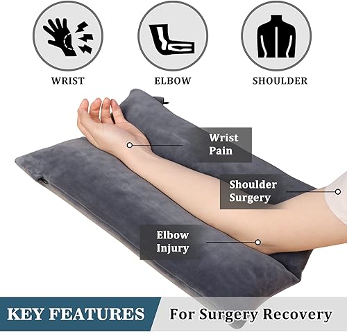 Miniatura 4 de TANYOO Almohada de elevación de brazo rellena de espuma viscoelástica triturada, almohada de elevación estabilizadora para hinchazón y circulación,