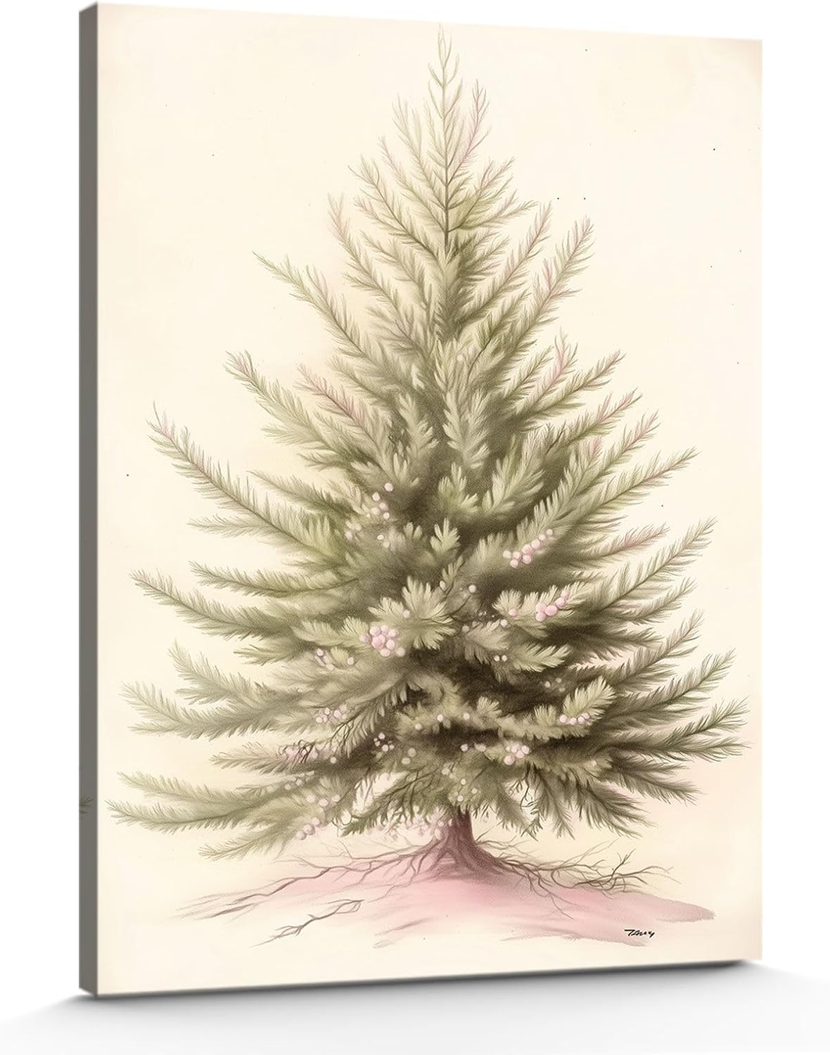 GSPQAZ Tranquil Christmas Tree Canvas Wall Art - Vintage Style Pine Tree Print,Winter picture SIMILAR TO PICTURES