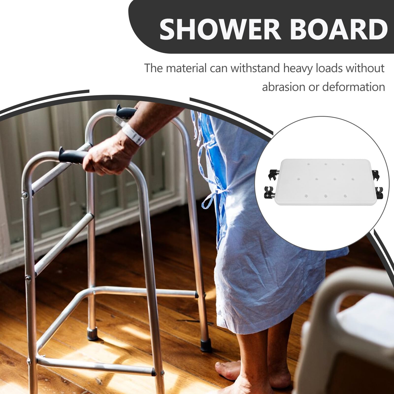 Sedile Reversibile in Lega di Alluminio per Deambulatore, Accessorio di Ricambio per Sedile da Doccia Walker, Supporto Stabile per Ausilio Bagno e Mobilità