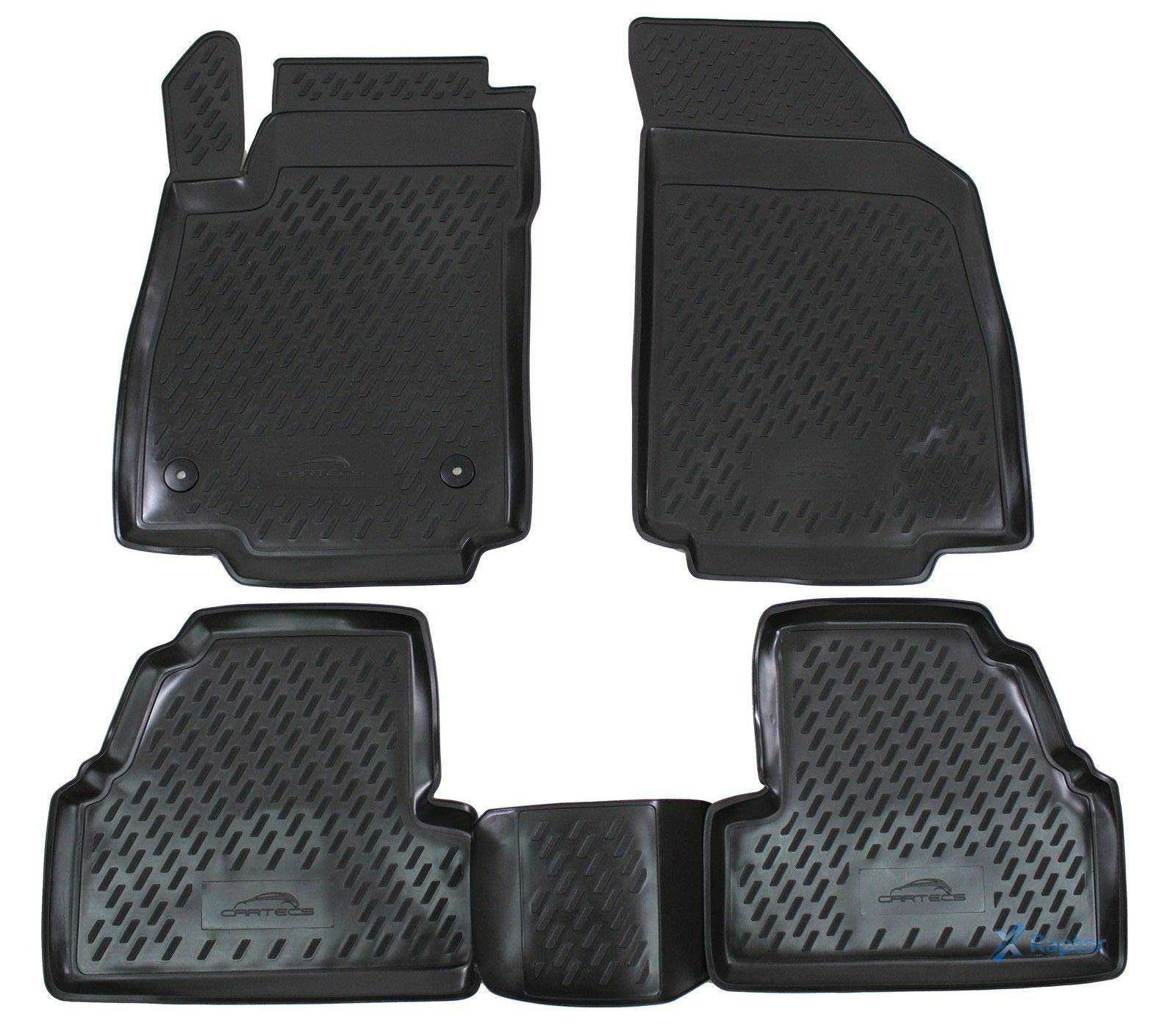 J&J AUTOMOTIVE 3D Gummimatten und Kofferraumwanne Set passend für Opel Mokka/Mokka X/Trax 2012-2020, TPE Fußmatten Allwetter Passform rutschfest Geruchsneutral Schwarz