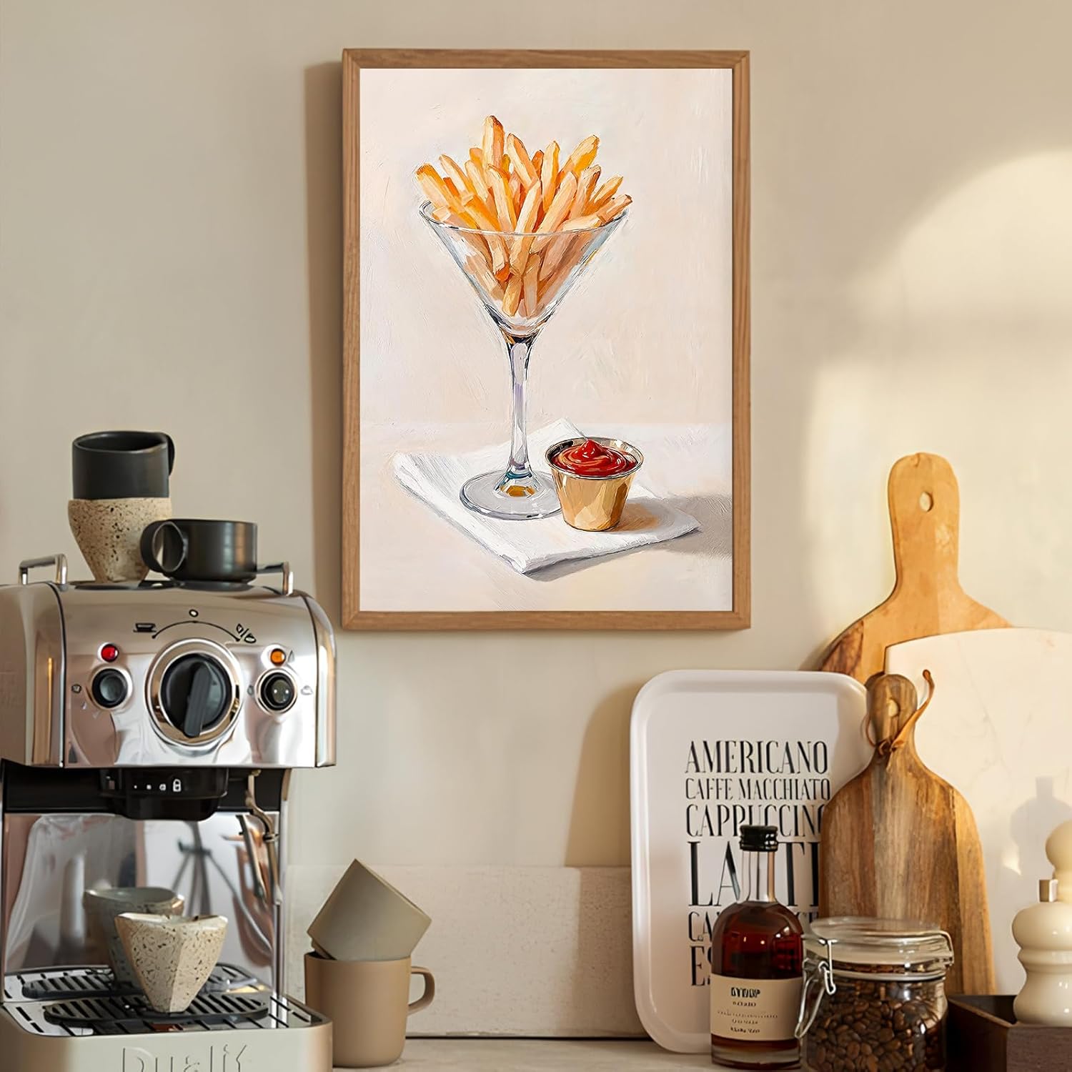 Kitchen Canvas Wall Art Vintage Funky Wall Decor Fries in Glass Art Print Food And Cocktail Canvas Poster Aesthetic Picture Prints Painting for Bar Cart Kitchen Restaurant Wall Decor, 16"x24" Unframed - Image 5