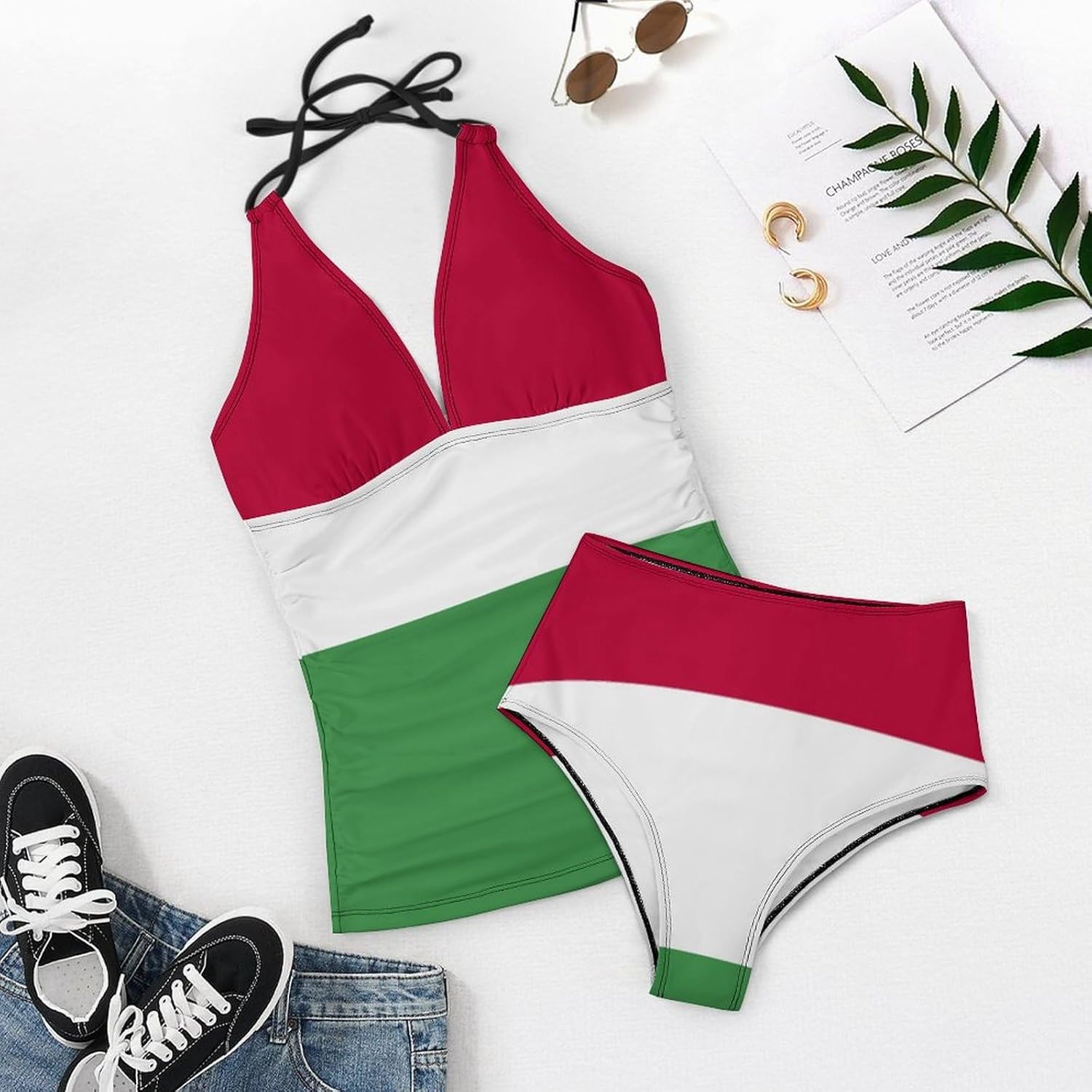 Women's 2 Piece Swimsuit Karakalpakstan Flag Adjustable Strap Swimwear Summer Beach Bathing Suits for Womens
