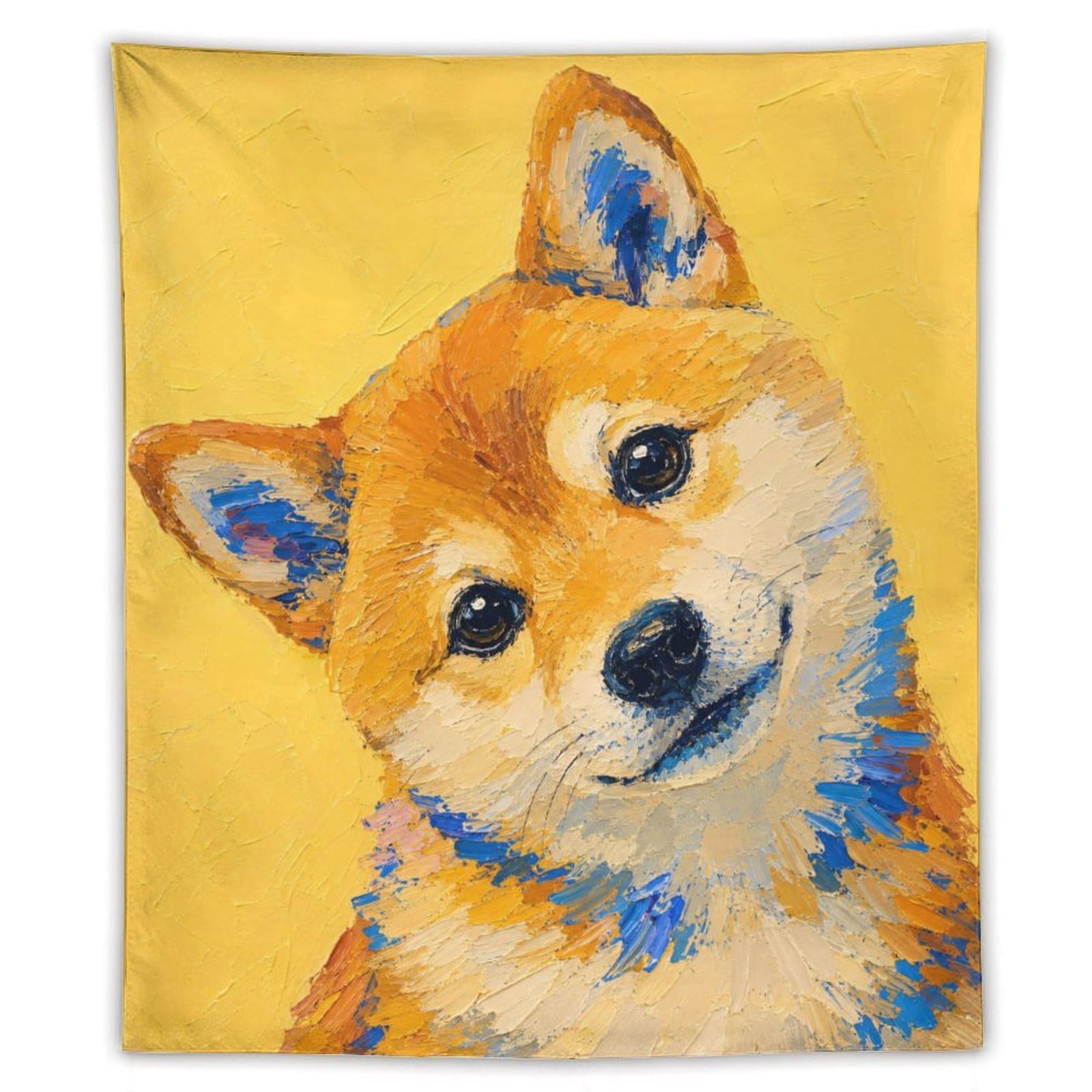 H3B8U2Y5 Shiba Dog Portrait Wall Tapestry, Pop Art Style, Dorm Room