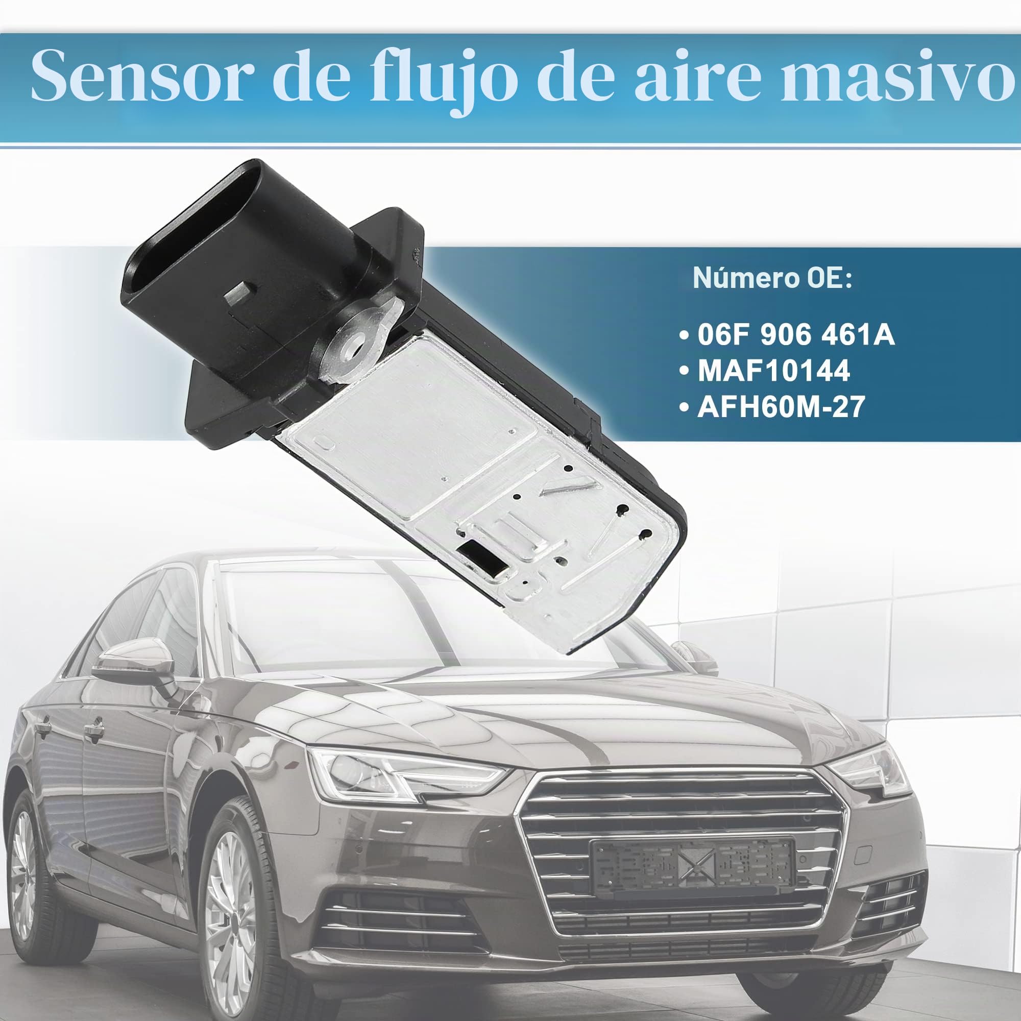 X AUTOHAUX Massa Aire Flujo Maf Sensor Para Audi Tts Quattro 09-10 | Negro, Aluminio Y Plástico, 5 Pasadores, 06F906461A, Para Audi A4/A3/Tt 05-10, Para Volkswagen Jetta 05-09, Passat 06-08