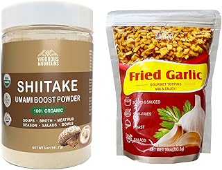 VIGOROUS MOUNTAINS Shiitake Mushroom Powder Organic and Fried Garlic
