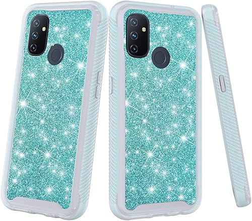Miniatura 4 de Funda diseñada para Oneplus Nord N100, Oneplus N100 con purpurina con protector de pantalla integrado, transparente, brillante, a prueba de golpes,