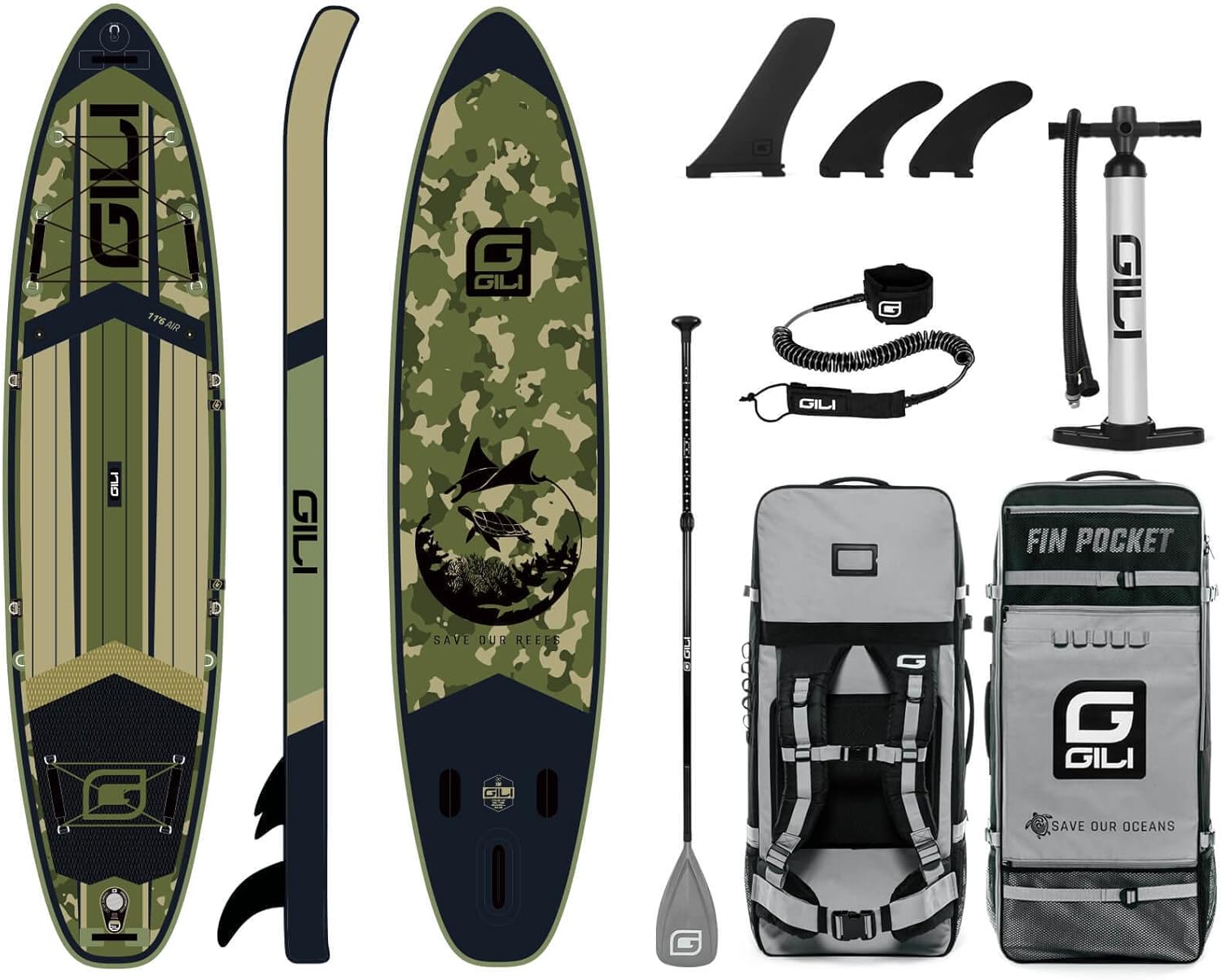 GILI Air Inflatable Stand Up Paddle Board Package All