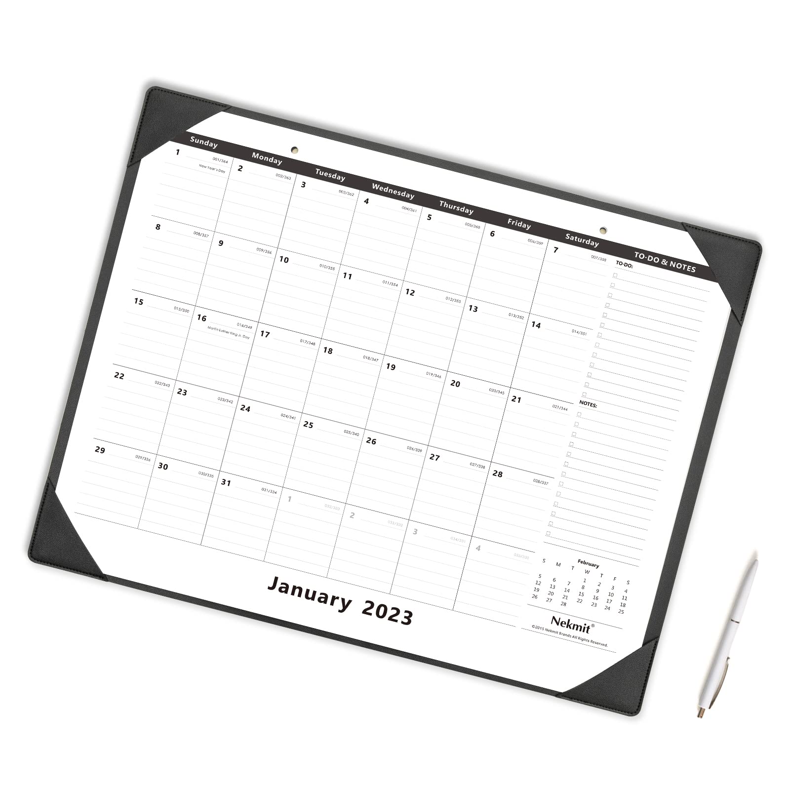 Nekmit Large Desk Calendar 2024-2025 with PU Faux Leather Desktop Mat, Runs From Now - June 2025, Big Desk Pad Calendar 21 x 16.5 Inches for Home and Office