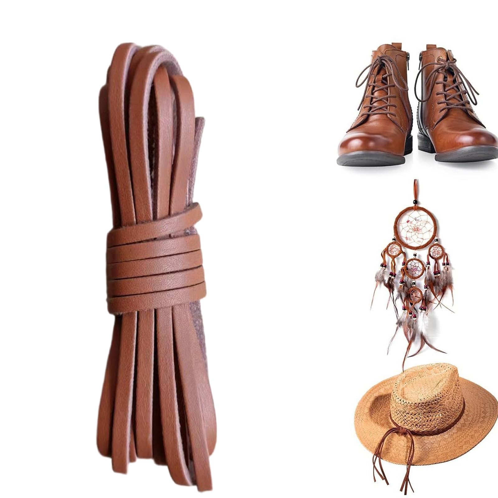 Cordoncino in pelle naturale, 3 mm, 9 m, piatto, per lacci di scarpe, bracciali, creazione di gioielli, naturale
