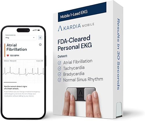 KardiaMobile 1-Lead EKG Monitor, Medical-Grade FDA-Cleared Personal Heart Monitor, Detects Normal, AFib & Arrhythmias, Unlimited Recordings, 30