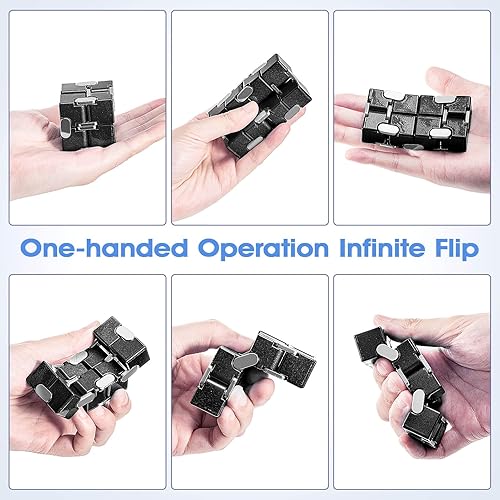 Miniatura 8 de Cubo para la ansiedad, cubo infinito de metal de zinc, diseño de estilo punk con estuche exquisito, accesorios duraderos y pesados, juguetes