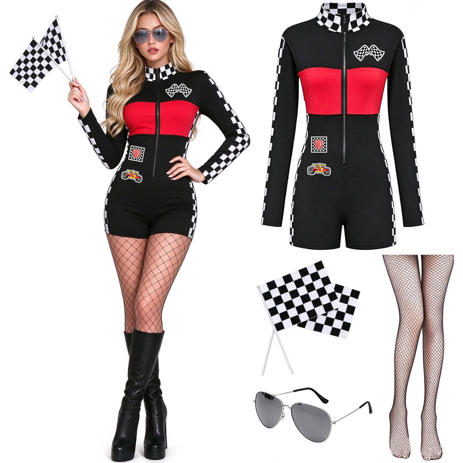 Race Car Driver Costume for Women Racer Halloween Cosplay