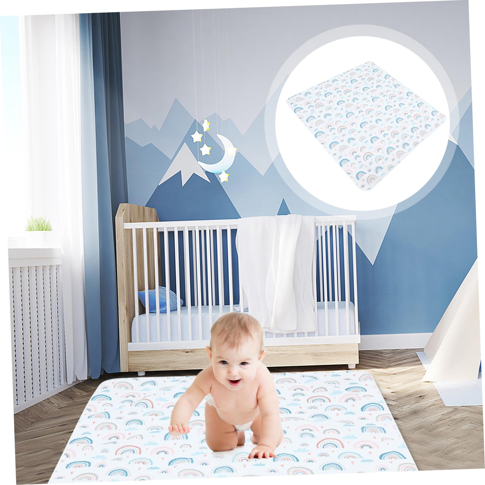 KOMBIUDA Tapis Sous Chaise Haute Et Tapis De Sol Antidérapant Pour Bébés Pratique Et Facile à Nettoyer Pour Repas Jeux Conception Mignonne Et Portable