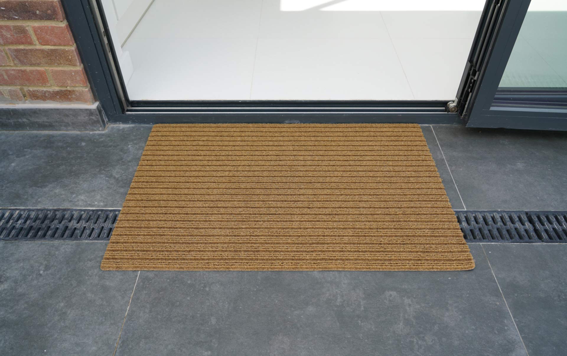 Serdim Rugs Non Slip Ribbed Trapper Hard Wearing Mats, Polypropylene, Beige, 66 x 95 cm (2'2" x 3'1.4"), 66 x 95 cm (Rectangular)