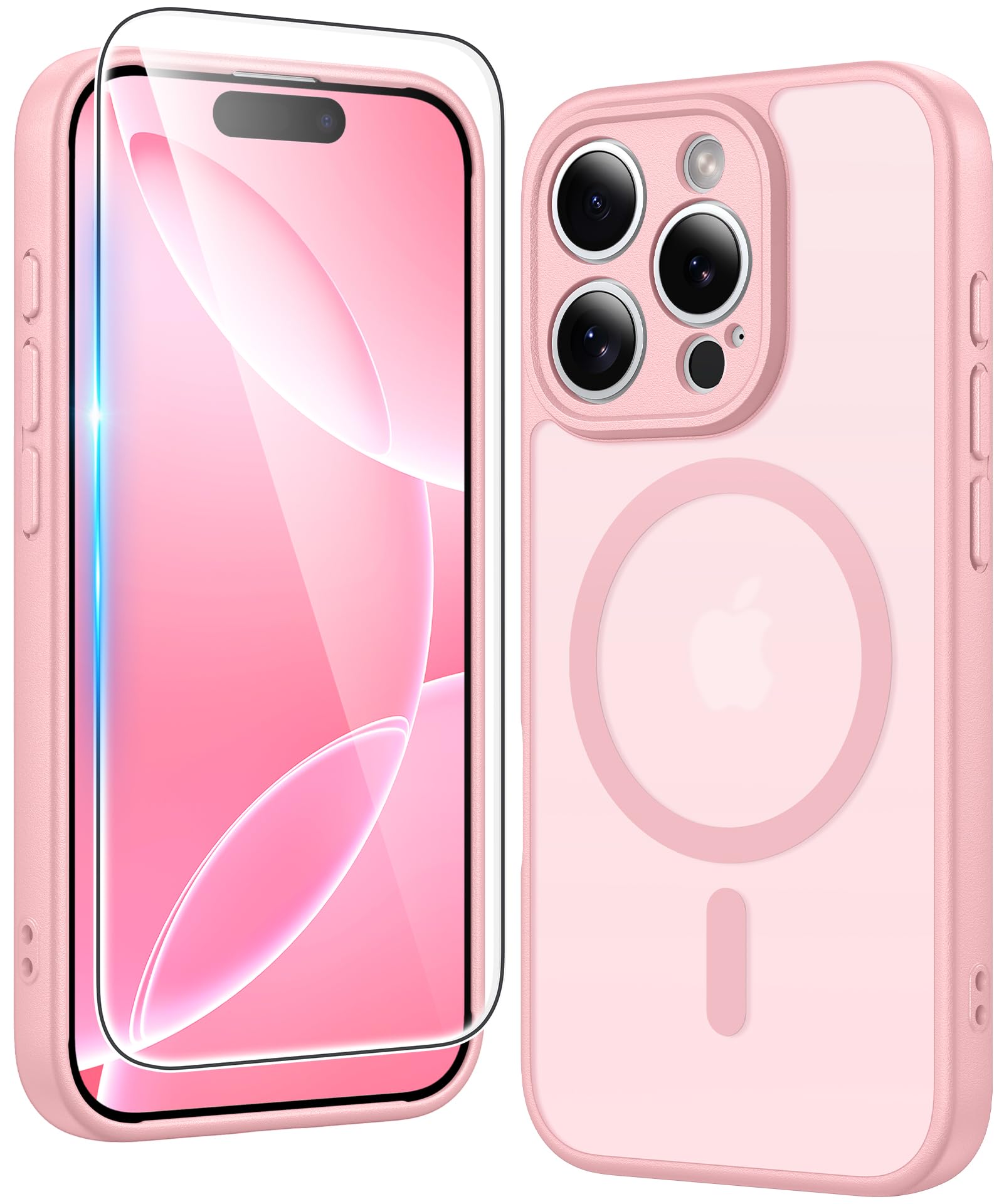 FNTCASE for iPhone 16 Pro Case Compatible with Magsafe Matte PhoneCase | Screen Protector, Anti Yellowing, Rugged Shockproof Protective, Slim Magnetic Phone Cases, Translucent Cell Phone Cover