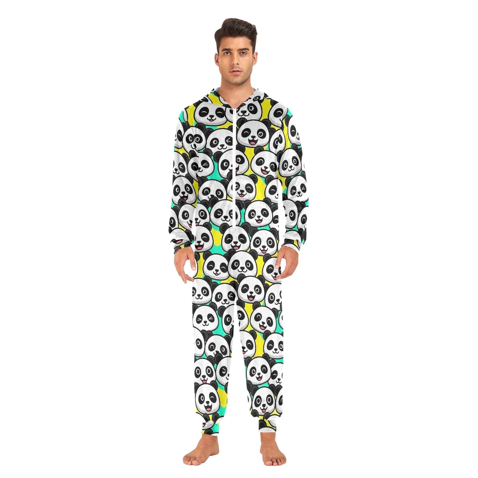 Pigiama intero da adulto, unisex, con panda, per Halloween, cosplay, Natale, pigiama