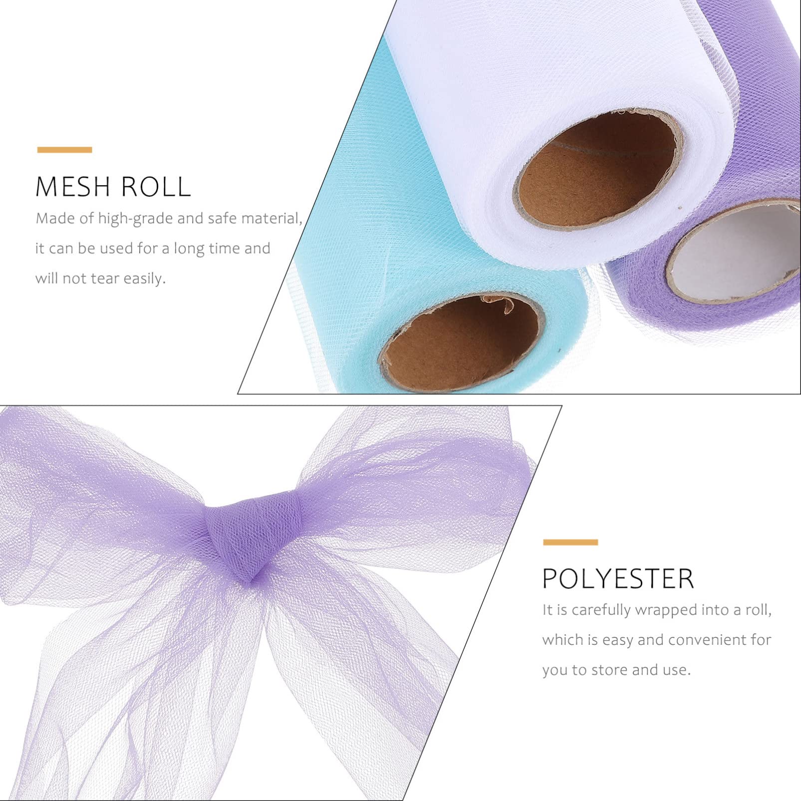 Lot de 2 Rouleaux de Tulle Élégants pour Décoration de Mariage Fait Main 3 Rouleaux