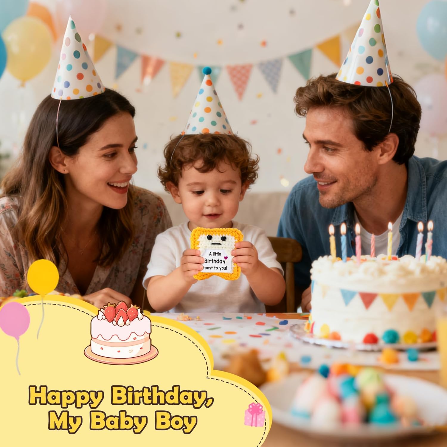 A Little Birthday Toast to You - Crochet Gifts,Funny Birthday Cards for Women, Men, Mom, Dad - Unique Happy Birthday Decorations & Keepsake for Friend, Her, Him - Includes Happy Birthday Banner - Image 6