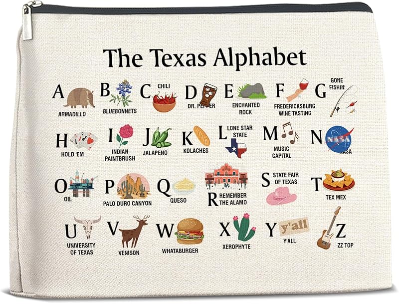 Necessaire de maquiagem Nurawo Texas State com zíper, estampa dupla face, Pacote com 1