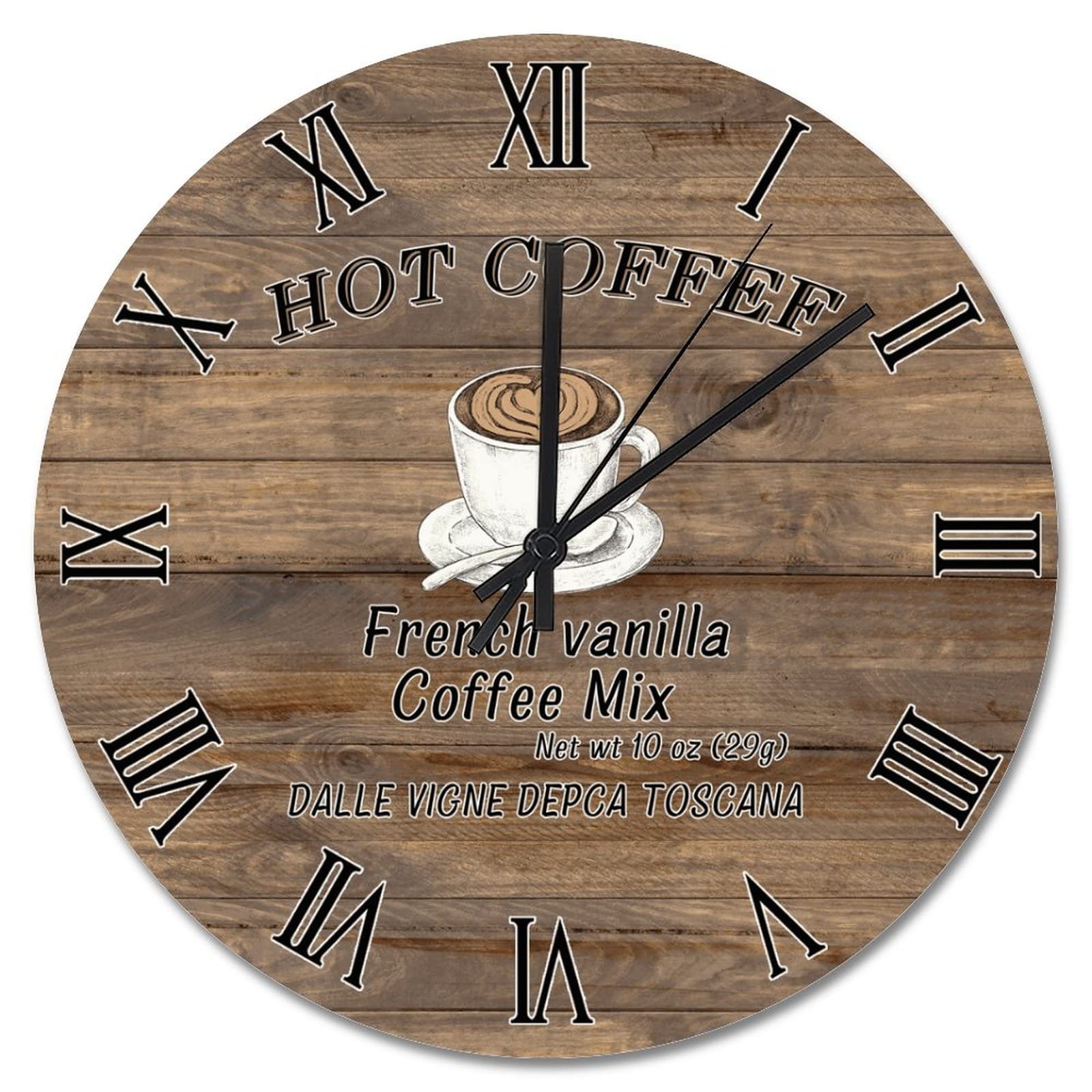 Horloge murale rustique antique en bois craquelé marron, finitions de qualité