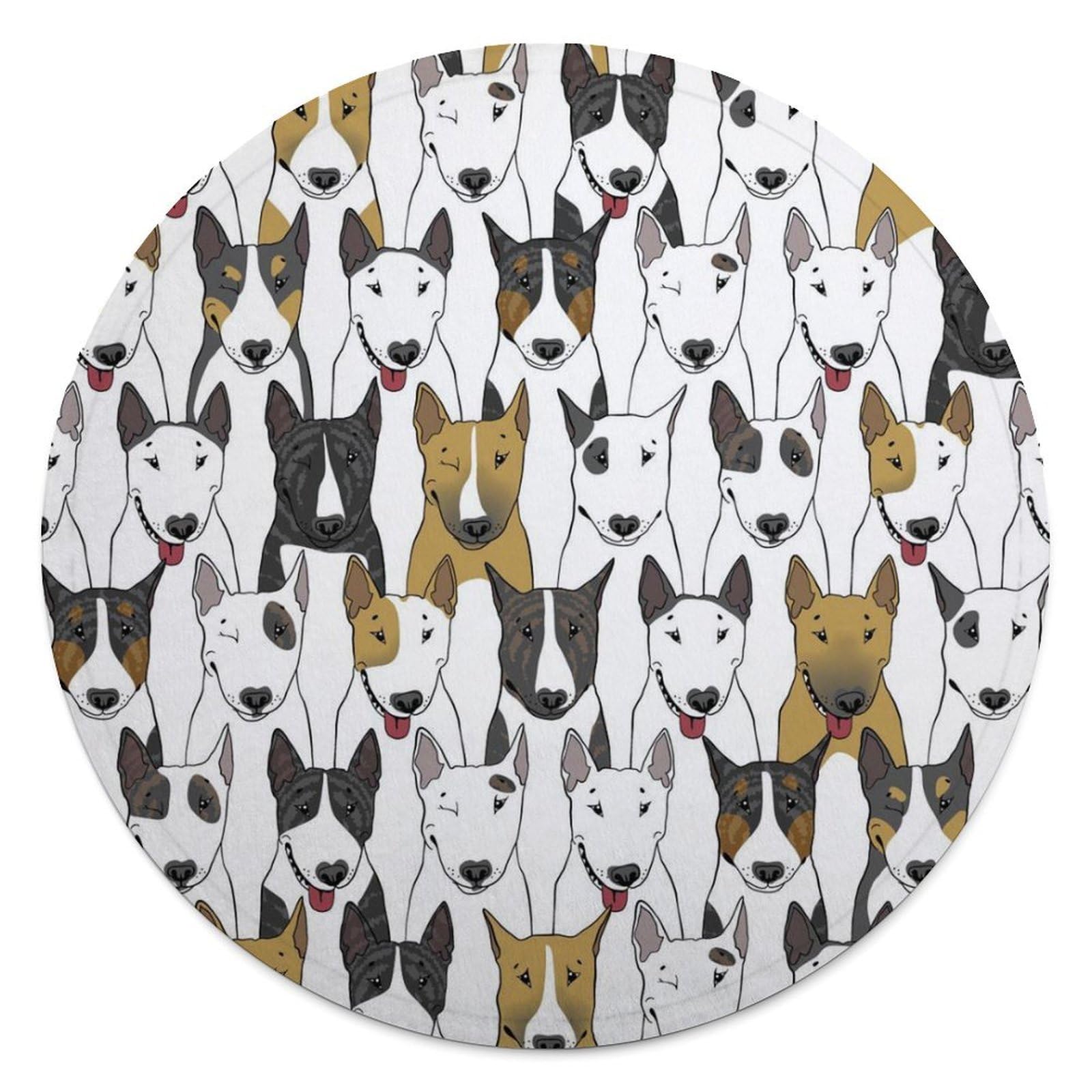 Couverture ronde Bull Terrier 140cm en flanelle de canapé