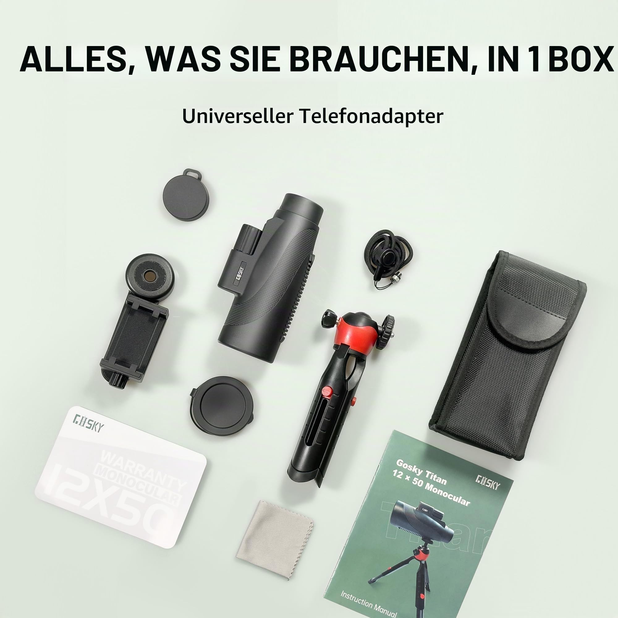 Gosky 15x52 HD Monokular für Erwachsene - High Powered mit Stativ, BAK4 Prisma & FMC-Objektiv, Bluetooth Kamera Fernbedienung - Kompakt für Jagd, Vogelbeobachtung, Wandern