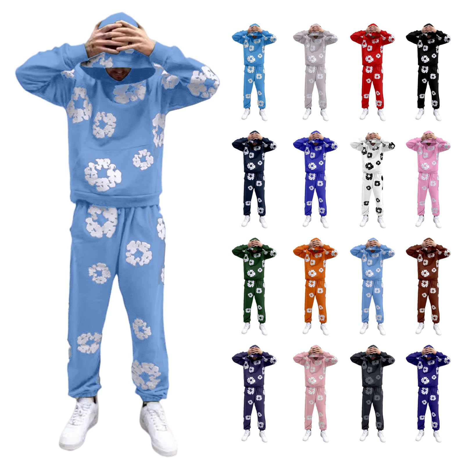 Tracksuit Men's Jogging Suit Hooded Tops & Trousers Set 2-Piece Tracksuit Sports Suit Streetwear Cotton Loose Leisure Suit Leisure Suit Y2K Hip Hop Pullover Jogging Bottoms Activewear Unisex