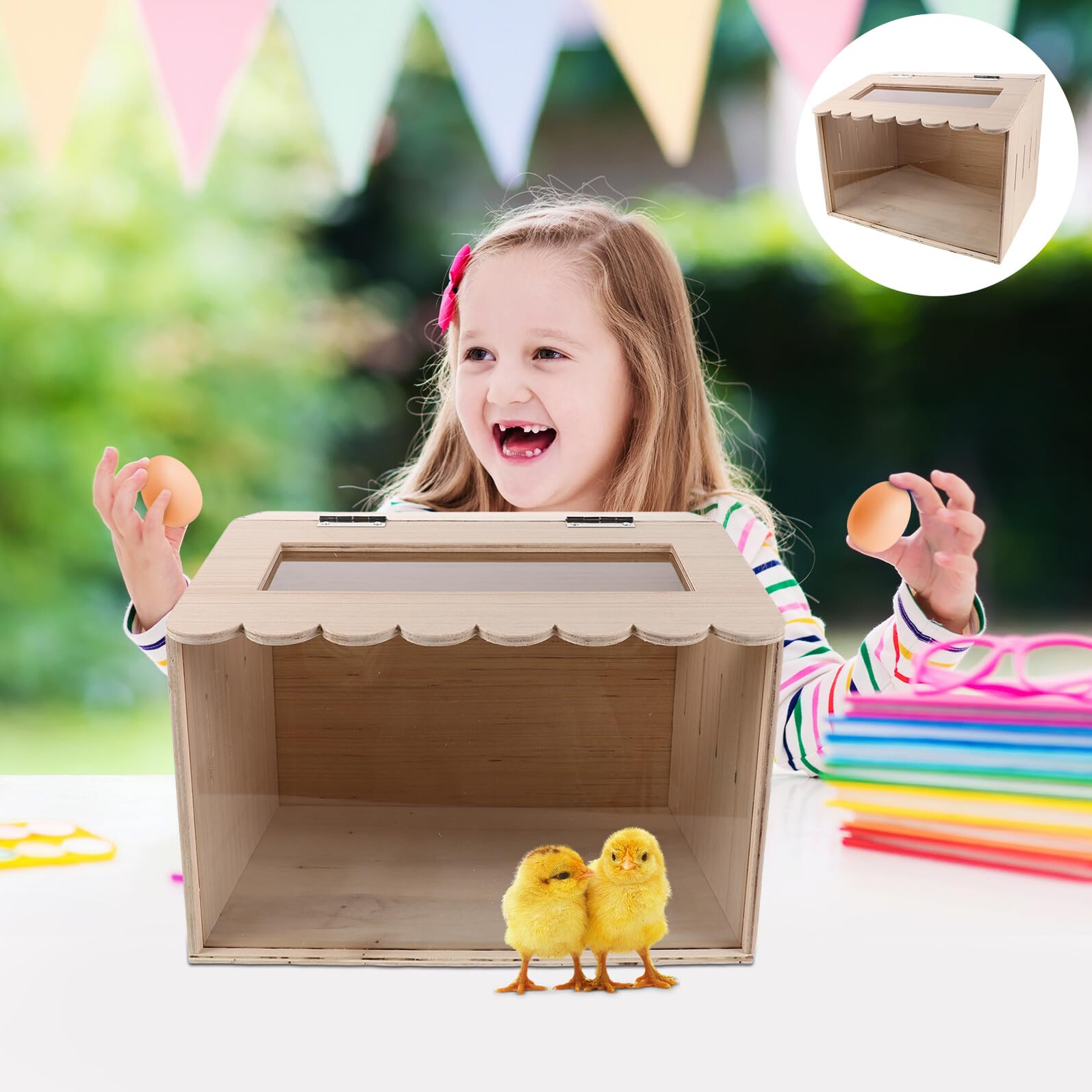 SHOWERORO Caja Calentadora para Pollitos y Codornices Pequeña 40X30X30 CM Criadora Electrónica Beige Control de Temperatura Constante para Incubar Huevos y Aves Interiores
