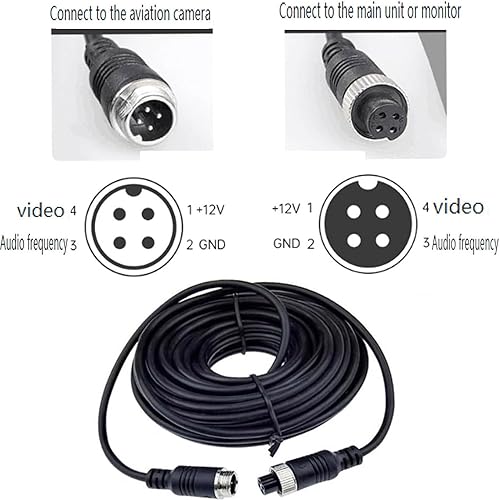 Miniatura 10 de PEN Cable de extensión de video de aviación de 4 pines para coche, cámara de visión trasera CCTV, camión, remolque, autocaravana, autobús,