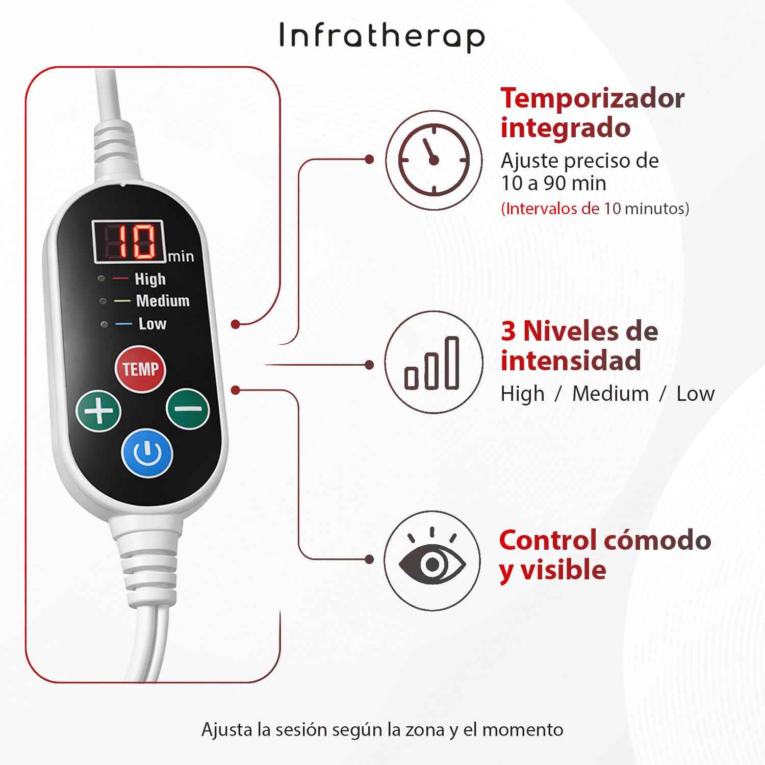 Boston Tech Lámpara Infrarroja WE108 275 W, Lámpara de Calor para Termoterapia y Fisioterapia, Base de 5 Patas con Ruedas, Mando, Temporizador, 3 Niveles y Accesorio de Mesa.
