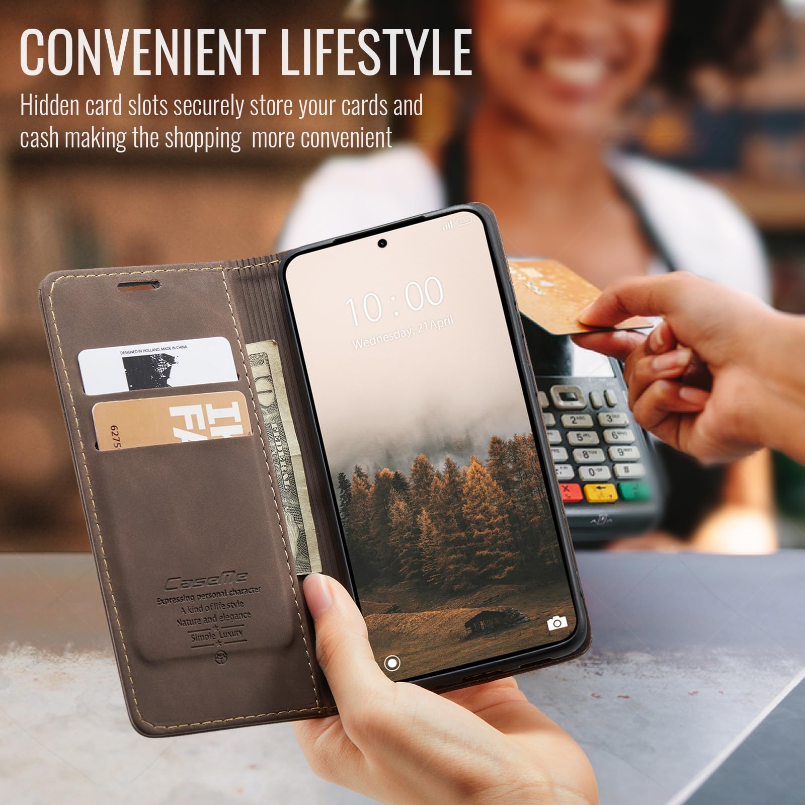 for Xiaomi Redmi Note 15 Pro 5G Case, Wallet Case Flip Leather with Card Holder Magnetic Closure Shockproof Kickstand Protective Phone Cases Cover for Redmi Note 15 Pro 5G, Coffee — view 4
