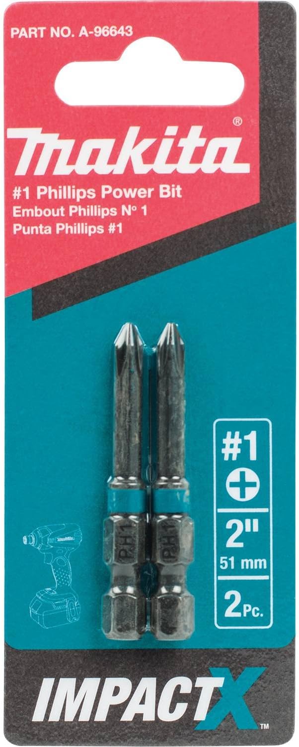 Makita A-96643 Impactx 1 Phillips 2″ Power Bit, 2 Pack