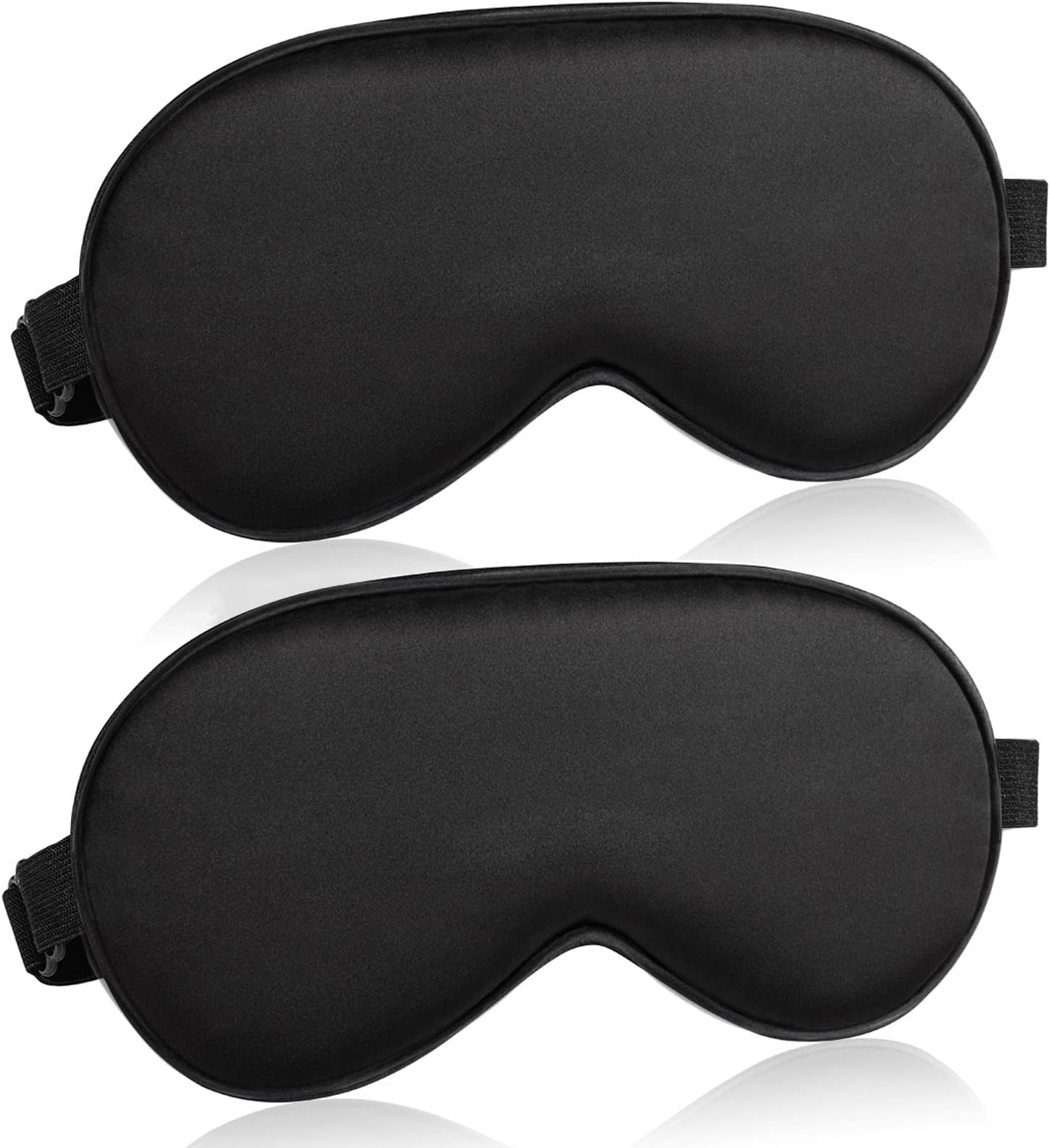 Sleep Mask for Women and Men 2 Pcs Eye Mask for Sleeping Adjustable Strap Blackout Silk Sleep Eye Masks Soft Eye Covers Blindfolds Black 2 Pack