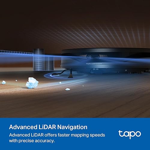 Miniatura 5 de Tapo Robot de navegación inteligente LiDAR ultradelgado y trapeador, 5300 Pa máximo, 97% más de recolección de polvo, limpieza personalizable, carga