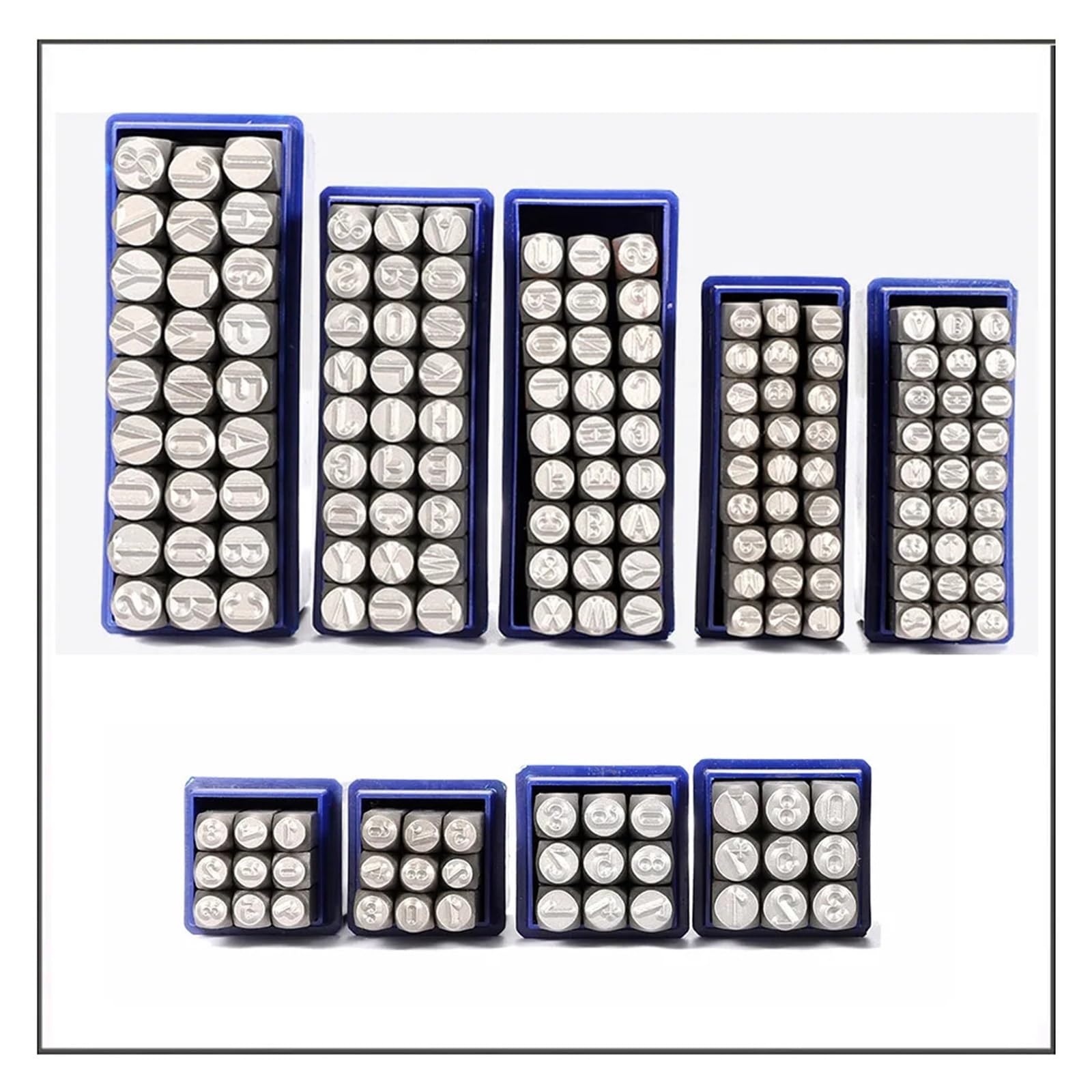 Moldes de letras de acero, Juego de punzones for letras y números acero molino convexo: 27 AZ + 9 0-8, 50 mm, HSS(4mm,Digital mould 9P set)