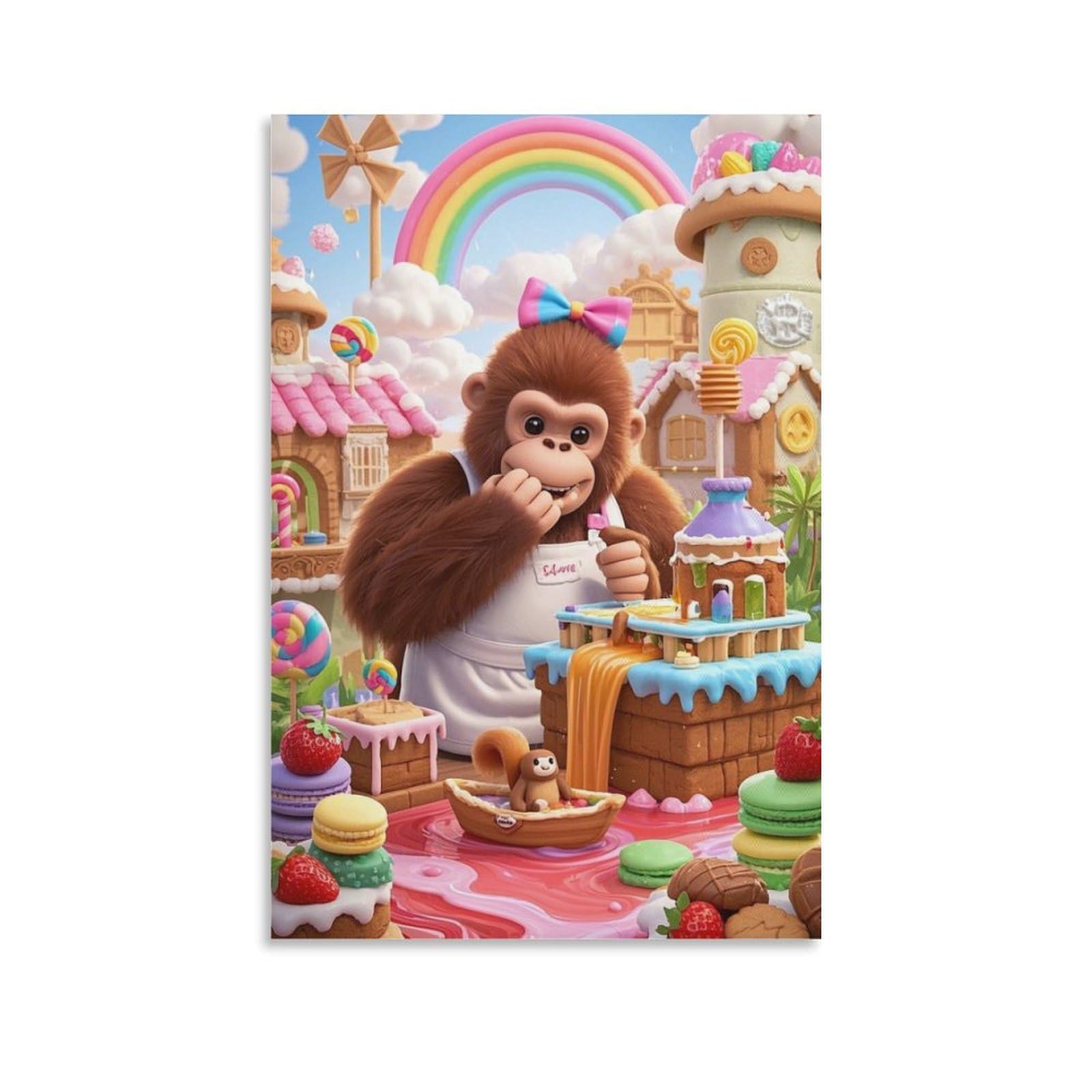 ESPLJQRYX Orangutan Poster Artwork Canvas Prints Picture Modern Wall Art Picture Wall Hanging for Bedroom Living Room Decor 16x24inch(40x60cm)