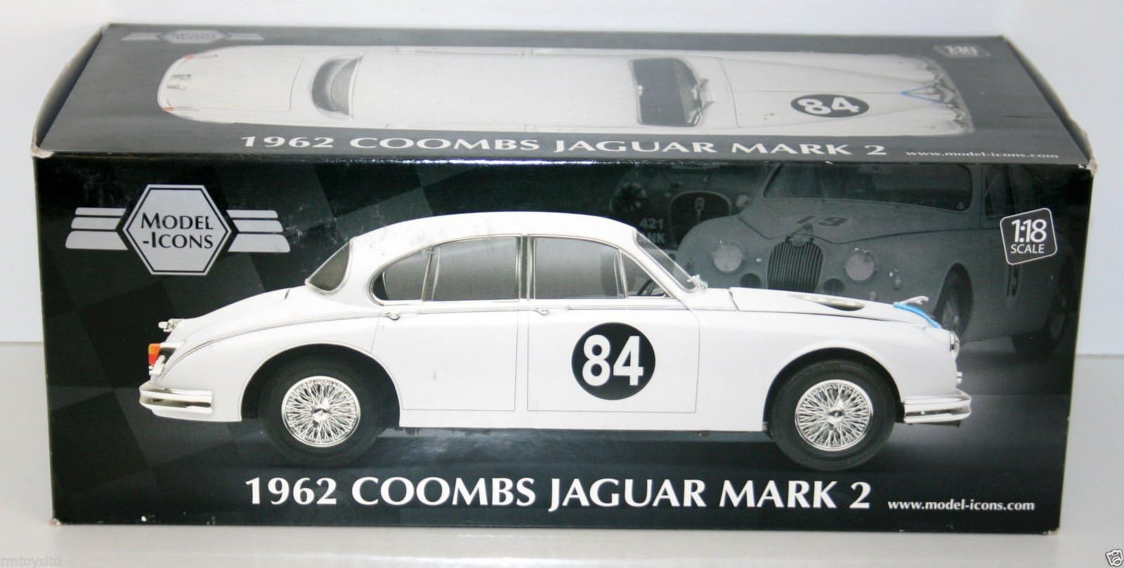 1962 Coombs Jaguar Mark 2 3.8L Racing #84 1/18 Diecast Model Car. Limited Edition 1 of 2000 Produced Worldwide. Comes with numbered Certificate of Authenticity.