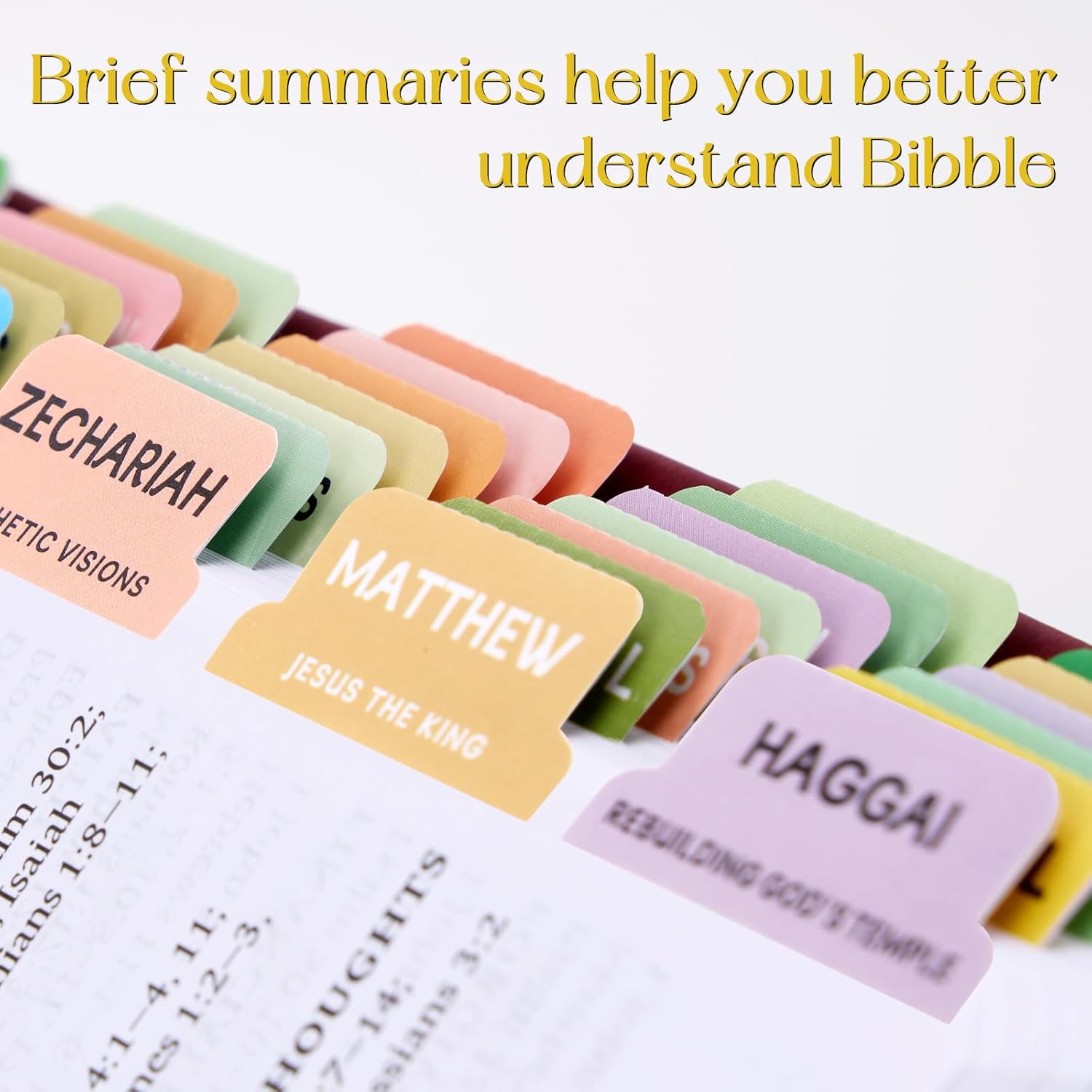 Bible Tabs with Delicate Cover, 75 Tabs with Chapter Titles and Summaries, Christian-Themed Stickers,Waterproof Laminated Bible Tabs,Bible Index Tabs,Bible Study Supplies(Boho) - Image 3