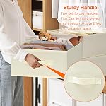 Storage Baskets 3 Pack - Large Fabric Storage Bins for Shelves, Collapsible Storage Baskets for Shelves for Organizing Closet Shelf, Closet Storage Bins with Handles (Beige, 39x29x14cm)