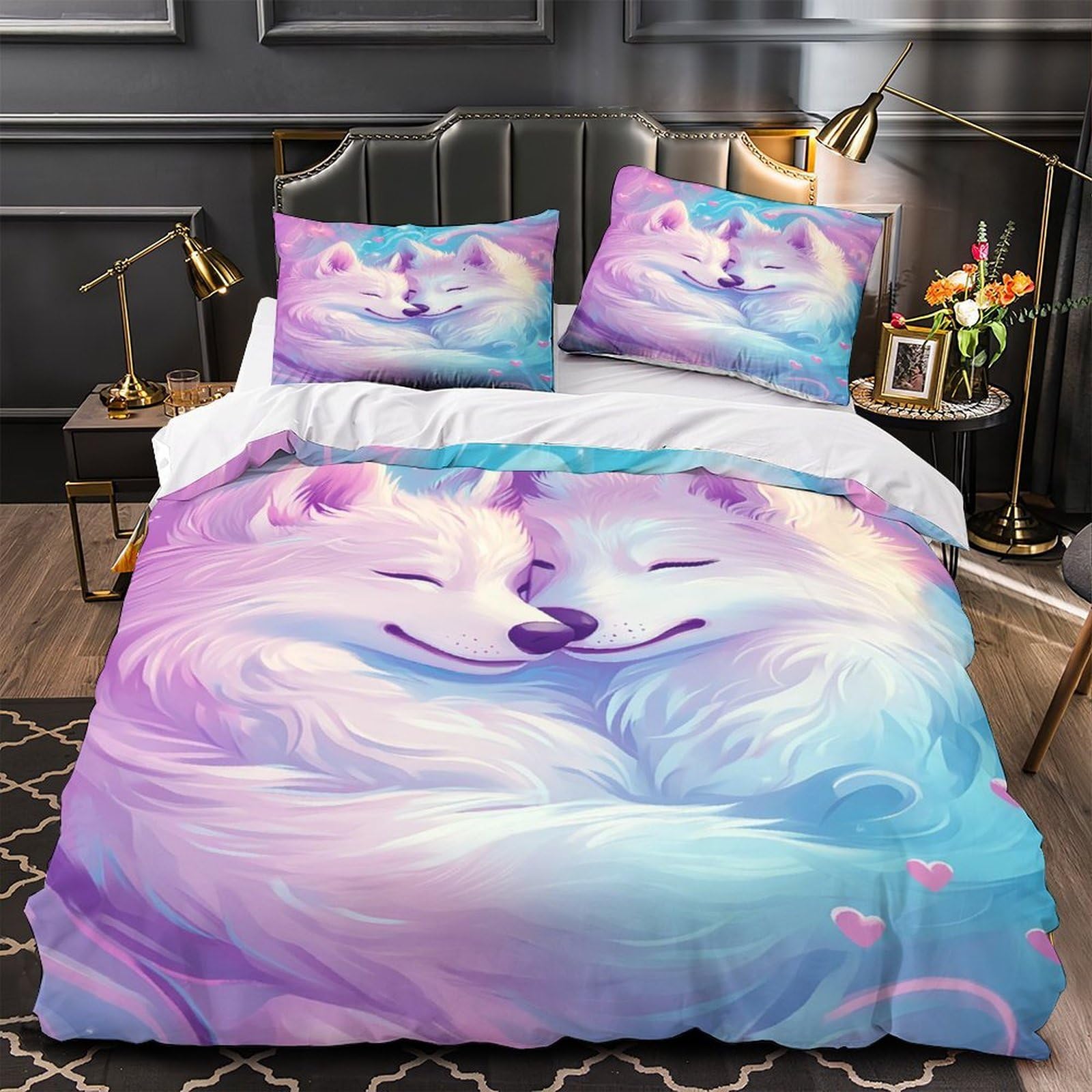 Idée cadeau parure de lit loup 135x200 housse de couette fantastique pour anniversaire ado