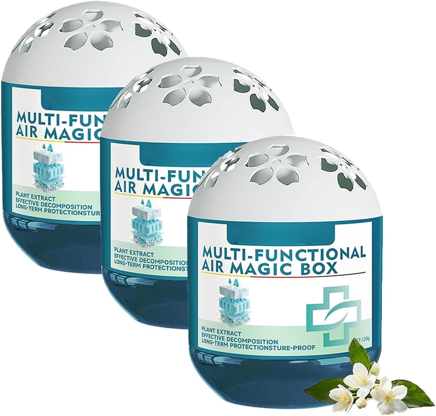 Indoor Air Purification Dust Removal Magic Box, Multi-Functional Air Magic Box, Automatic Dust Collection Air Purifier, Plant Extract Formula, Long-Lasting Freshness, 120g (3pcs)