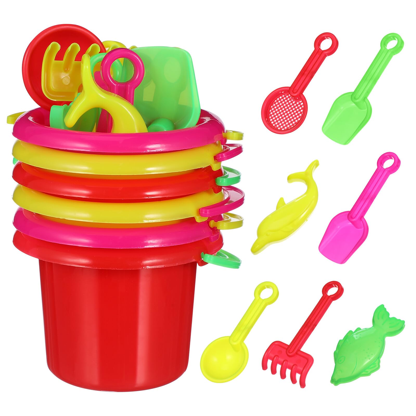 Gogogmee 24pcs Mini Bucket for Sand Pit Buckets for Beach and Backyard Play Sand Kit Hand Coordination and Outdoor Fun